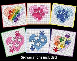 Check spelling or type a new query. Mini Cross Stitch Patterns Paw Print Hearts Rainbow Pink Etsy