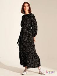 Kusakli Desenli Uzun Viskon Elbise 2020 Elbise Uzun Elbise The Dress