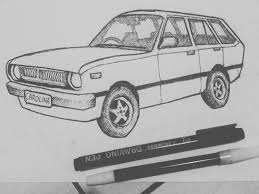 Oldies Corolla Wagon Drawing Pen Dan Spidol Seni Rupa Seni