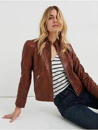 Puff Sleeve Leather Jacket Saddle Leather Jacket Outerwear Jackets Jackets