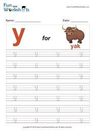 trace alphabets small letter y free printable worksheets