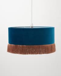 Gallery of large drum pendant light. Ero Blue Velvet Tassel Drum Pendant Lamp Shade Oliver Bonas