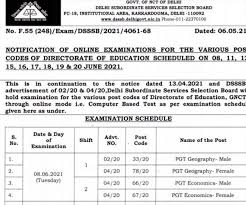 DSSSB PGT Exam Date 2021: Exam dates for PGT posts announced ...