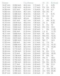 rings size chart size chart rings chart