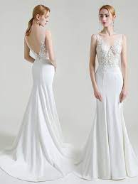 Maybe you would like to learn more about one of these? Meerjungfrau Brautkleid Eng Anliegend Ruckenfrei Spitze Satin V Ausschnitt