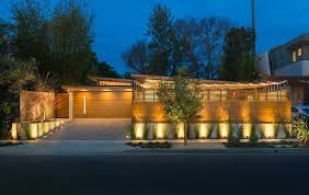 Led Yard Flood Lights With Contemporary Exterior And Awnings Brentwood Landscape Lighting Los An Modern Landscape Lighting Driveway Lighting Landscape Lighting