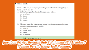 Jun 11, 2021 · kunci jawaban pai kelas 7 halaman 103 104 105 pilihan ganda dan uraian bab 7 semester 1 kurikulum 2013 pendidikan agama islam dan budipekerti kelas 1 mts/smp kelas 7 bab 7 hal. Jawaban Esai Evaluasi Bab 7 Pai Kelas 7 Halaman 105 Youtube