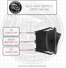 Each switch has a common connection point and two other terminals. How To Wire Lights Switches In A Diy Camper Van Electrical System Explorist Life
