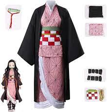Cosplay Life Nezuko Cosplay Costume Japanese Anime Fashion 3D Printed  Unisex Nezuko Kimono Halloween Outfit (M)