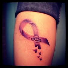 Small ribbon cancer tattoo on collarbone. Faith Ribbon Tattoo Cancer Ribbon Tattoos Pink Ribbon Tattoos Ribbon Tattoos