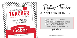It truly is utilized to build gift card for assortment of applications and cases. Free Redbox Teacher Appreciation Printable Kendra John Designs
