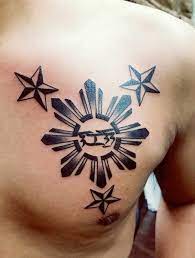 An adorable baby owl with glasses and a baby penguin playing the guitar are also in the set. Filipino Tattoo Meaning The Sun And The Stars From The Flag Itself And The Lettering In The Middle M Filipino Tattoos Sun Tattoo Designs Turtle Tattoo Designs