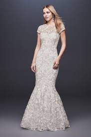 High Neck Metallic Lace Mermaid Wedding Dress David S Bridal Lace Mermaid Wedding Dress Davids Bridal Wedding Dresses Casual Wedding Dress