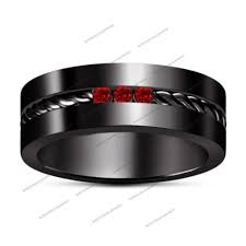 Red Garnet Black Gold Fn 925 Silver Men S Three Stone Wedding Band Ring All Sz Mens Silver Wedding Bands Black Gold Ring Rings Mens Wedding Bands