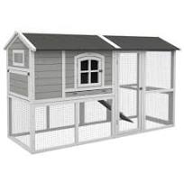 PawHut Wooden Chicken Coop with Run for 3 - 4 Chickens, Hen House with  Nesting Box, Removable Tray, Outdoor Poultry Cage, 77.5" x 32.5" x 46",  Light ...