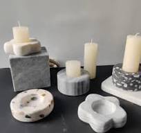 [Hot Item] Natural Marble Stone Solid Elegant Candle Stick Holder Candle  Stand