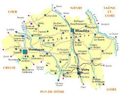 Carte Departement Allier 03 Map Bourbonnais France