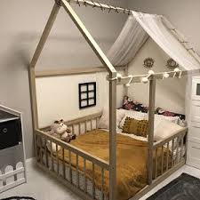 montessori floor bed with rails twin full or queen floor bed etsy in 2021 toddler house bed toddler floor bed floor bed