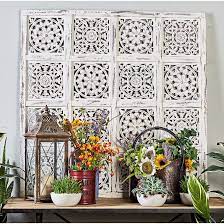 Fantasia White Patina 48 Square Wall Panel 34t55 Lamps Plus Wall Art Plaques Wood Wall Plaques Carved Wood Wall Art