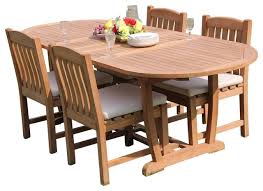 Finding the perfect dining table to accommodate family and friends is important. 5 Piece Outdoor Teak Dining Set 94 Masc Oval Table 4 Devon Armless Chairs Transitional Outdoor Dining Sets By Teak Deals Houzz