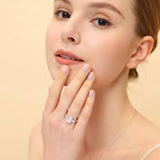 Simple Engagement Rings Silver And Pearl 1.14Ct White Round Cut CZ  Engagement Wedding Ring Set 925 Sterling Silver Simple Engagement Rings  Silver Celtic Engagement Bands