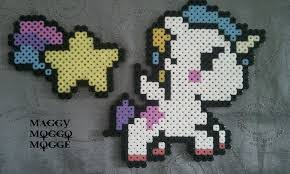 Unicorn And Raimbow Star Licorne Ailee Et Etoile Arc En Ciel By Maggy Perles Hama Licorne Perle