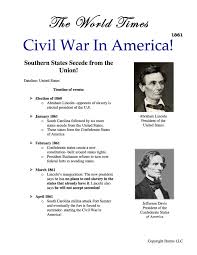 The World Times Reports The United States Is Entering A Civil War As Some Regions Of The U S Have Left T Social Studies Games Civil War Civil War Lesson Plans