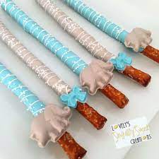 Elephant Baby Shower Chocolate Covered Pretzels Elephant Baby Shower Theme Baby Shower Chocolate Elephant Baby Showers