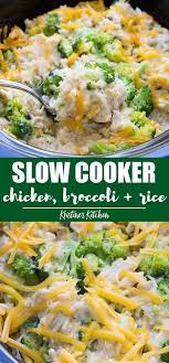 This recipe is courtesy of the fix it and forget it crock pot cookbook. Slow Cooker Chicken Broccoli And Rice Casserole Chicken Crockpot Recipes Easy Slow Cooker Chicken Crockpot Recipes Slow Cooker