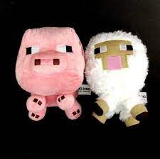Lot Of 2 Mojang Minecraft Plush Pig Sheep Lamb Stuffed Animal Toy Soft Doll 6 Mojang Pig Plush Lamb Stuffed Animal Pet Toys