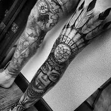 Pin By Lee Furse On Tattoo Indian Feather Tattoos Feather Tattoos Full Leg Tattoos