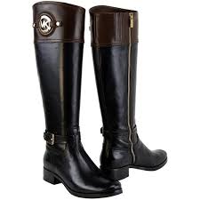 Michael Kors Black And Brown Riding Boots Amazon Com Michael Kors Mk Stockard Wide Calf Riding Boot Black Mocha 340 Liked On Polyvore Featuri Leather Knee Boots Riding Boots Black Riding Boots