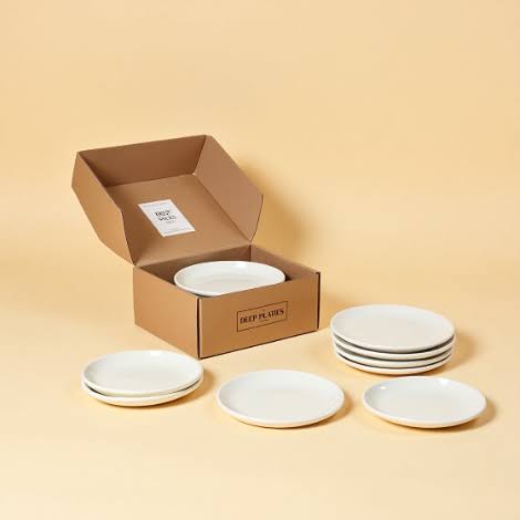 Crockery and dinnerware arranged for packing