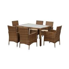 Brown Ikayaa 7pcs Rattan Wicker Outdoor Patio Dinning Table Set Light 6 Brown Wicker Patio Furniture Wicker Outdoor Furniture Set Rattan Outdoor Furniture