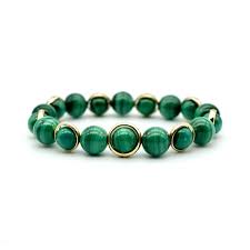 Vertus de la malachite : Natural Malachite Stones And Gold Bracelet Uk Ommo London