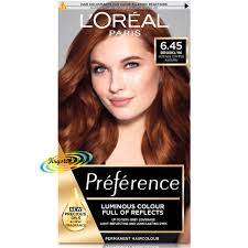 Our auburn hair dye range can delicately deliver a variety of subtle to rich red hues that result in a beautiful red look. Loreal Preference 6 45 Brooklyn Intense Copper Auburn Permanent Hair Colour Dye