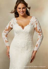 Our plus size wedding dresses will make you feel comfortable and safe going up to the altar in front of your loved ones. Long Sleeves Bridal Gown V Neck Plus Size Lace Mermaid Wedding Dress 2019 M2033 China Bridal Dress And Wedding Dresses Price Made In China Com