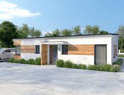 Vorderansicht Unseres Modernen Bungalows Lumera Mit Bodentiefen Fenstern Schoner Beton Holzfassade Und Viel Platz Im In Kleiner Bungalow Bungalows Bungalow