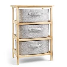 Bathroom storage has everything from additional rack units to capacity stools to coordinate your decision of the washstand. Vonhaus 3 Drawer Bathroom Storage Cabinet With Grey Rope Storage Baskets Boxes Wooden Tower Unit For Bedroom Buy Online In Bahamas At Bahamas Desertcart Com Productid 193646786