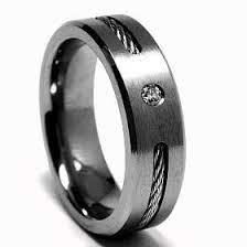 6 Mm Diamond Titanium Ring Wedding Band With Stainless Steel Cable Inlay Size 12 Black Titanium Me Cool Wedding Rings Black Wedding Rings Mens Wedding Rings