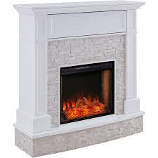The sei jacksdale is a media fireplace with faux stone and the option of an electric or infrared firebox. Sei Jacksdale Faux Stone Media Fireplace Sylvane