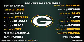 Green Bay Packers 2021 Nfl Season Schedule