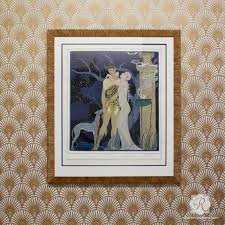 Stenciling is an exciting, cost effective and fun way to add designs to many home decor projects! Gatsby Glam Art Deco Wall Stencil Art Deco Wall Stencil Stencil Painting On Walls Art Deco Wall
