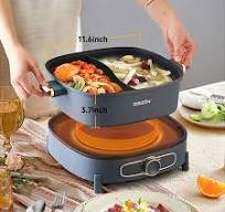 Dezin Electric Hot Pot with Divider, 5L Double-Flavor Shabu Shabu Hot