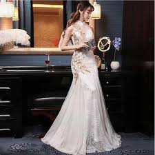 See more ideas about traditional chinese wedding, chinese wedding, chinese marriage. Chinese Traditional Wedding Dress White Embroidery Long Cheongsam Sexy Qipao Designs Oriental Evening Dresses Robe Buy At The Price Of 110 72 In Aliexpress Com Imall Com