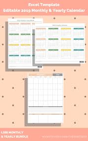 Printable 2019 Excel Monthly And Yearly Calendar Editable Mid Century Calendar Lori Excel Calendar Template Excel Calendar Planner Template
