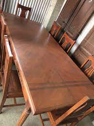 Home furniture luxury dining room table sets round folding dining table set 6 8 seater chairs stainless steel dining table base. My Vintage 8 Seater Narra Dining Table Inlaid Wood Design On The Top W Carvings On The Sides Tapered Hand Car Dining Table Wood Design Home Decor