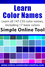 Learn Color Names Css Color Names Css Colours Learning Colors