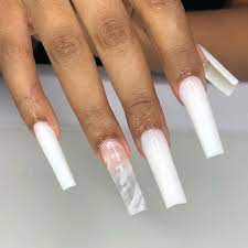 Xisnails Pronouced Zi Eye On Instagram It S The Shape For Me Clean White And Long Square Acrylic Nails Tapered Square Nails Long Acrylic Nails Coffin