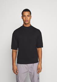 Sixth June High Neck Oversized Tee Basic T Shirt Black Zalando Co Uk